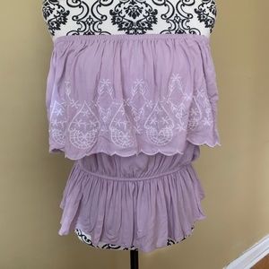 Off the Shoulder Peplum Shirt (Lavender)
